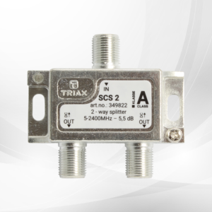 TRIAX 2 Way Splitter 5-2400 Mhz, Through Power Outputs to Input